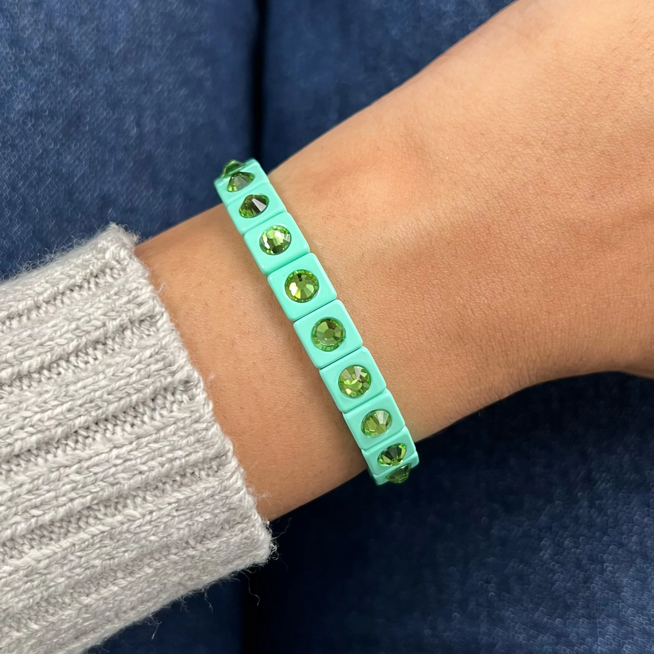 Bling Enamel Crystal Bracelet | Pastel Green - Image 2