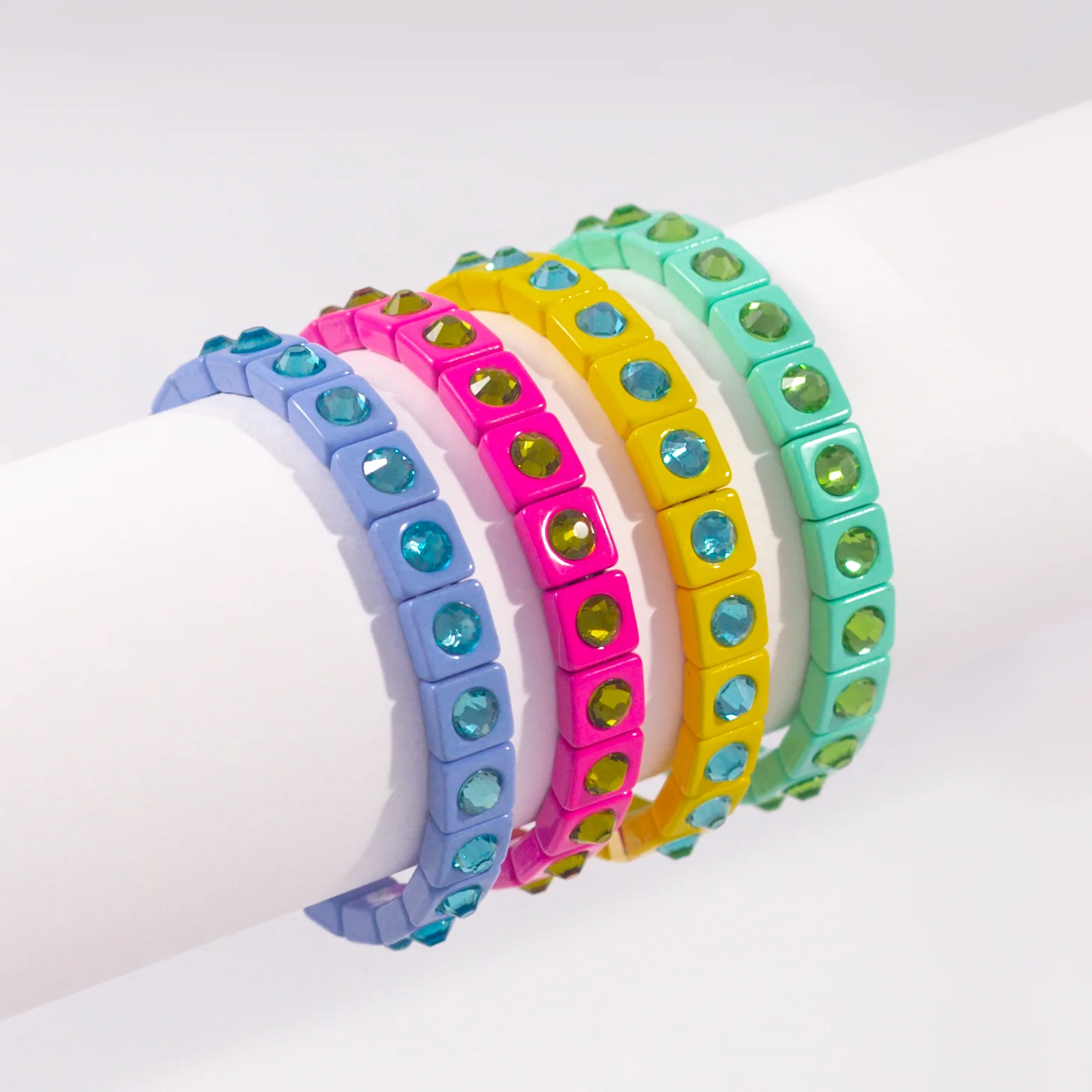 Bling Enamel Crystal Bracelet | Pastel Green - Image 3
