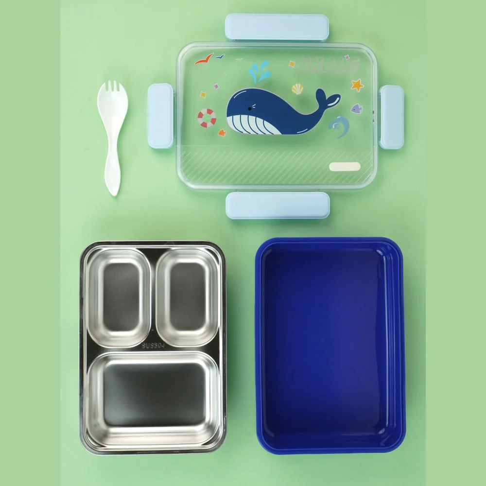 Little Surprise Box, Blue Whale Big Size Stainless Steel Kids Lunch Box - Image 2