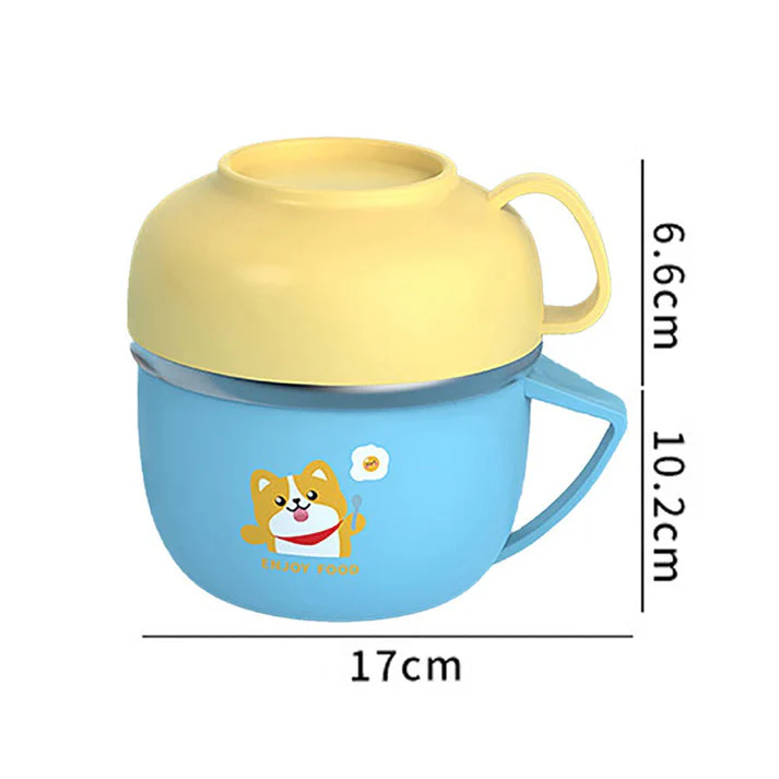 Little Surprise Box Light Blue small size, Foxy Dual Handle Soup and Noodles Lunch Box with matching Cover - Image 6