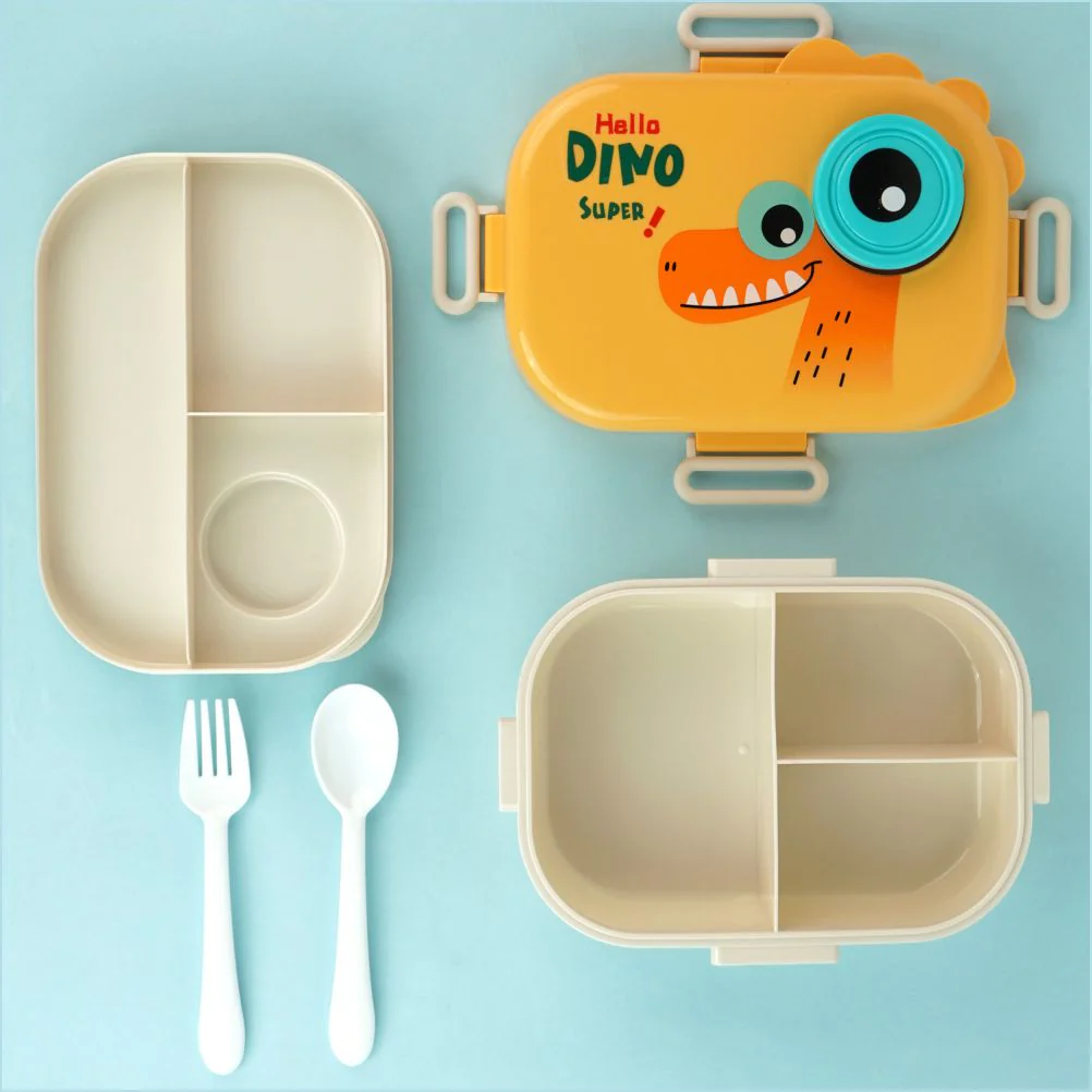 Little Surprise Box, Orange Big Eye Dino 2 decker Lunch Box for Kids - Image 3