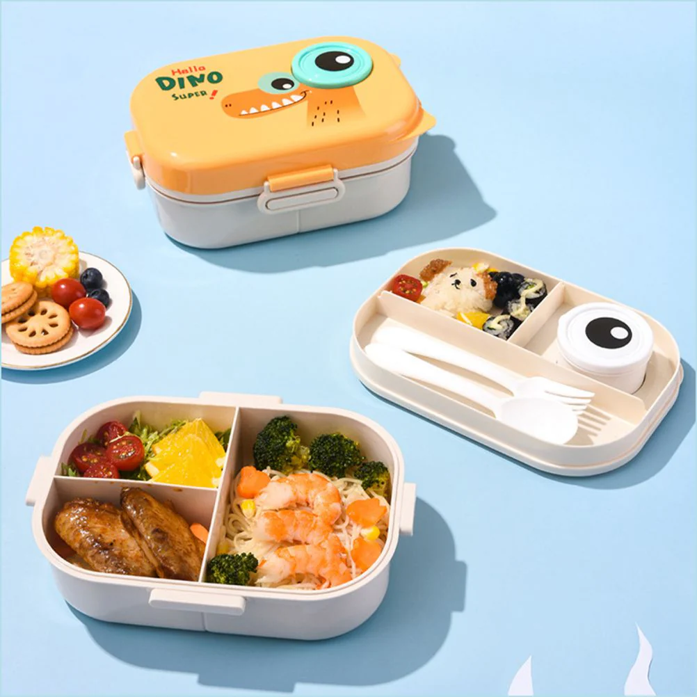 Little Surprise Box, Orange Big Eye Dino 2 decker Lunch Box for Kids - Image 6