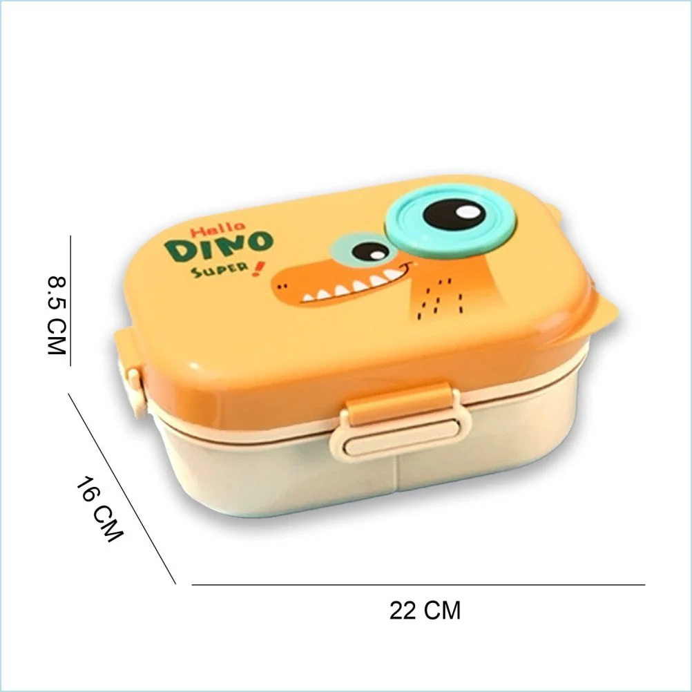 Little Surprise Box, Orange Big Eye Dino 2 decker Lunch Box for Kids - Image 8