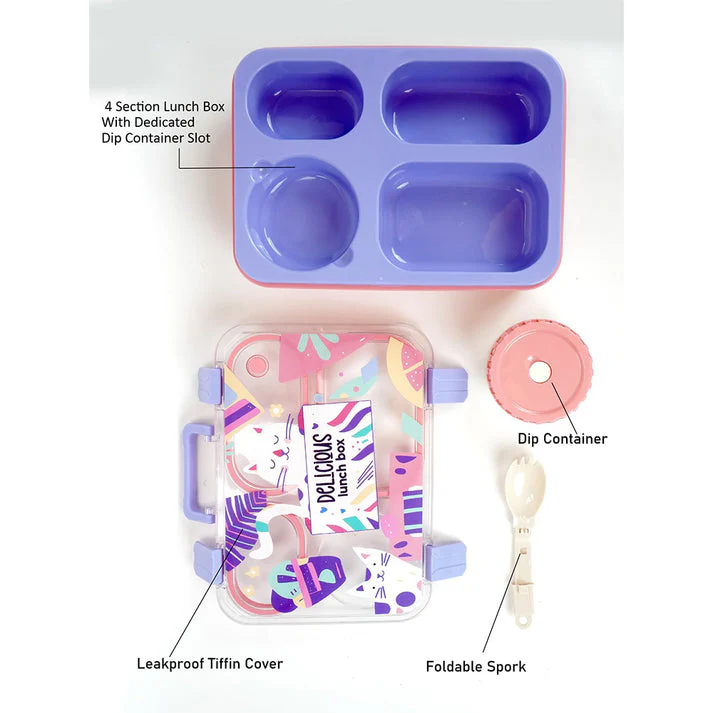Little Surprise Box, Purple Meow Compact Tiffin Lunch Box for Kids - Image 3