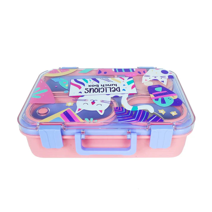 Little Surprise Box, Purple Meow Compact Tiffin Lunch Box for Kids - Image 4