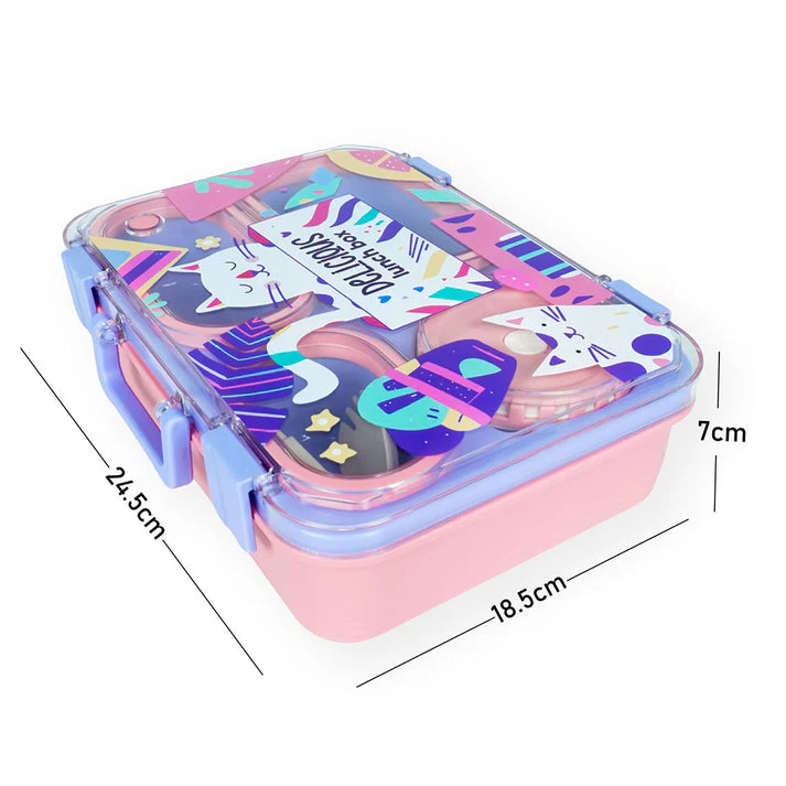 Little Surprise Box, Purple Meow Compact Tiffin Lunch Box for Kids - Image 5