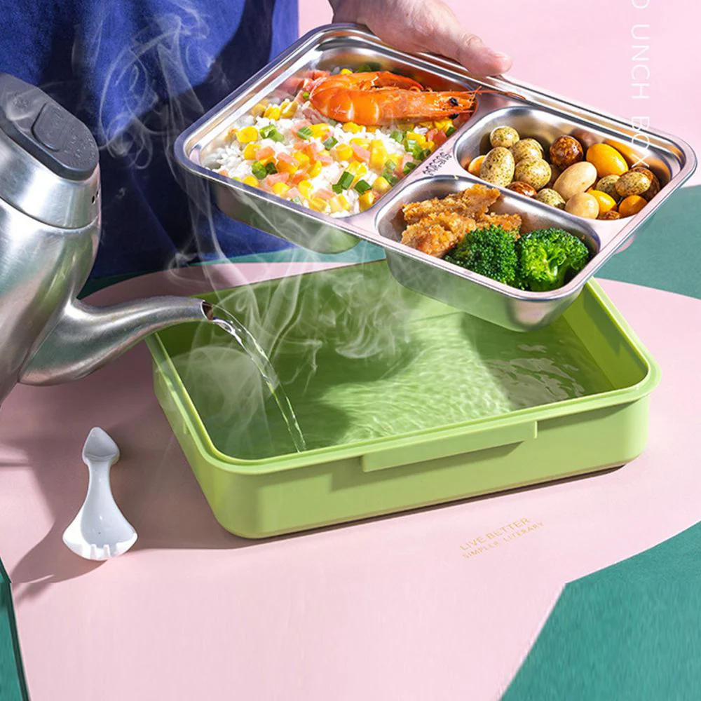 Little Surprise Box, Rock Dino Green Big Size Stainless Steel Kids Lunch Box - Image 5