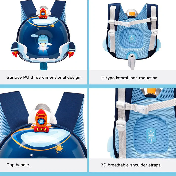 Little Surprise Box Rocket theme Donut backpack for Toddlers & Kids with Leash - Image 6