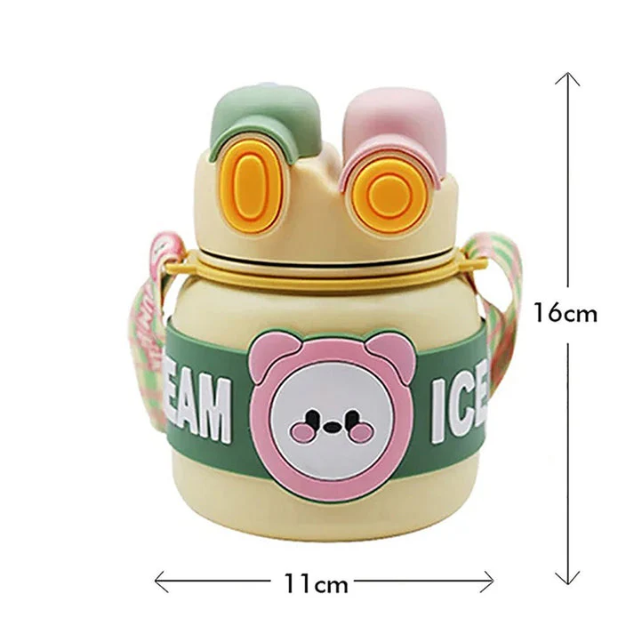 Little Surprise Box Yellow 2 Way Lid Style Icecream Theme Kids Water Bottle, 850Ml - Image 2