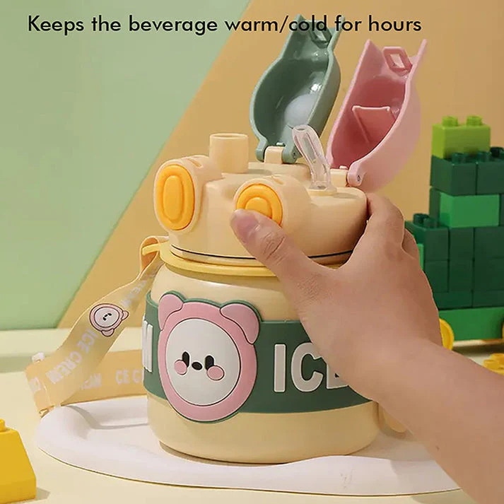 Little Surprise Box Yellow 2 Way Lid Style Icecream Theme Kids Water Bottle, 850Ml - Image 6