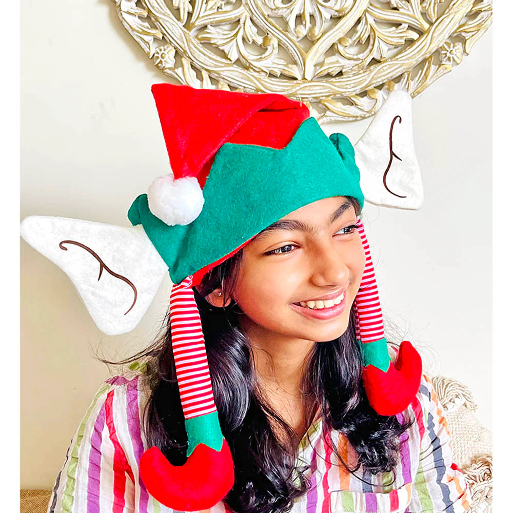 Long Elf Legs & Ears Felt Christmas Party Hat - Image 4