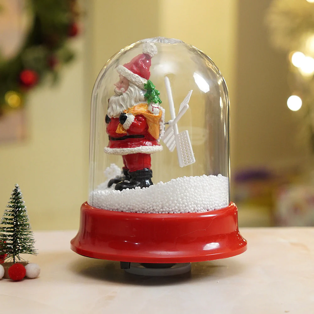 Lucky Sack& Bell Santa , Musical Snow Globe Dome Christmas Décor and Decoration. - Image 3