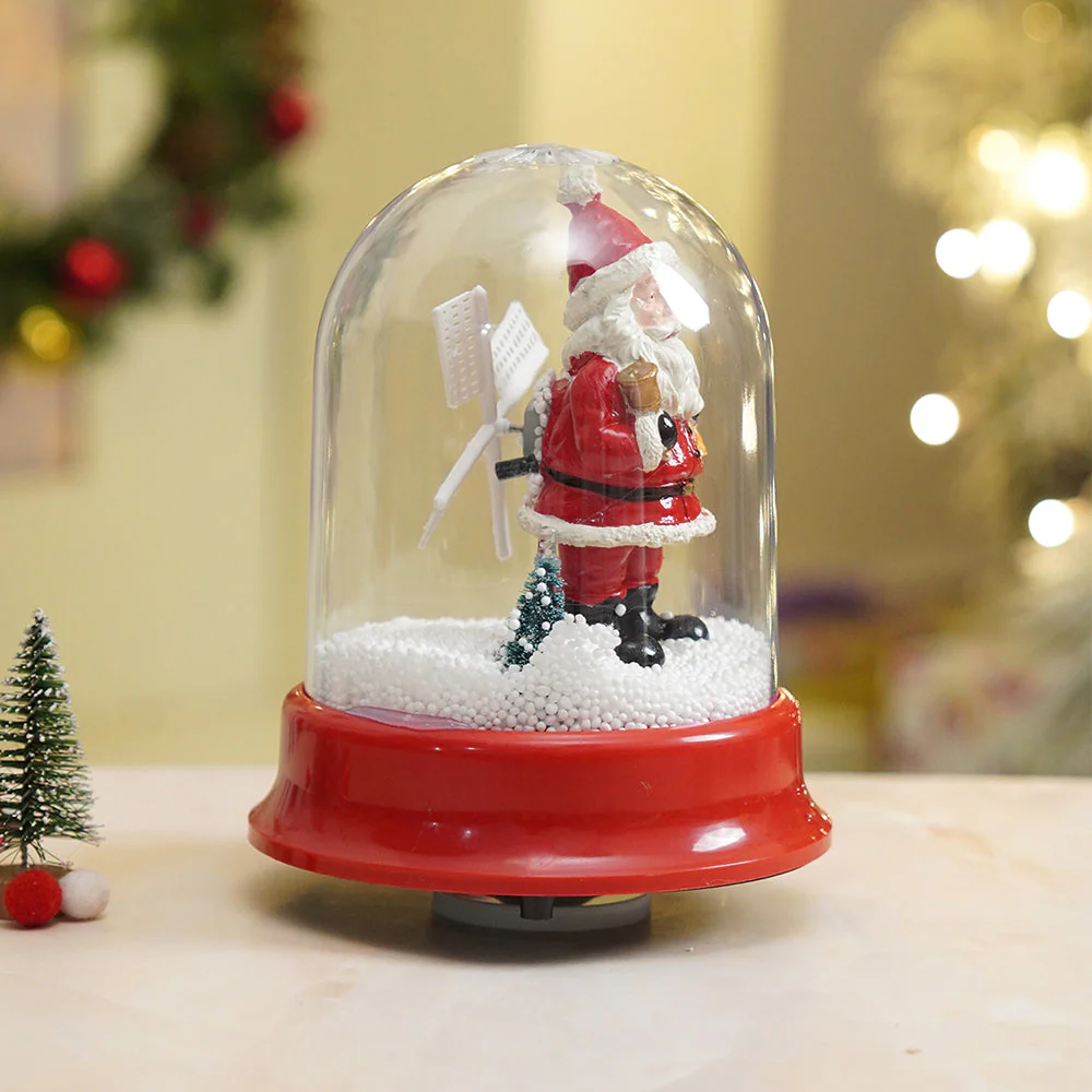 Lucky Sack& Bell Santa , Musical Snow Globe Dome Christmas Décor and Decoration. - Image 5