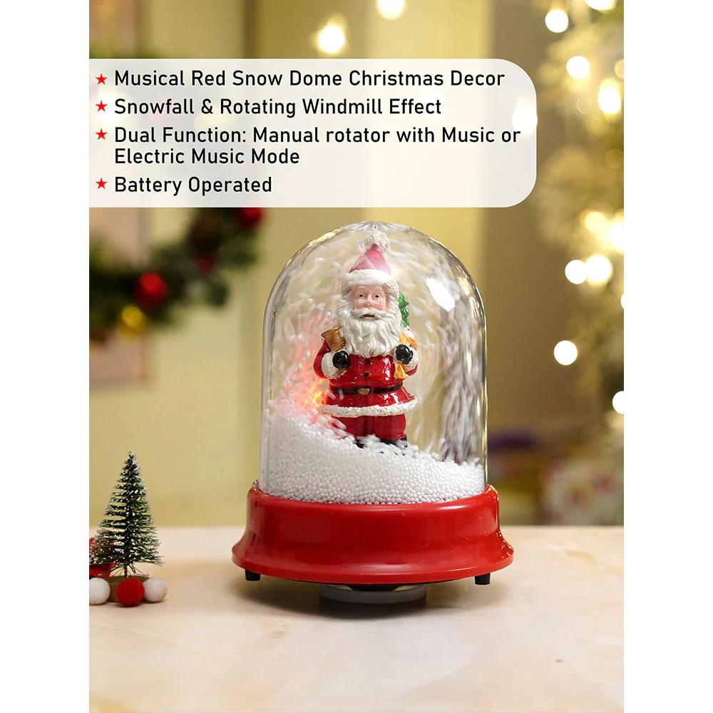 Lucky Sack& Bell Santa , Musical Snow Globe Dome Christmas Décor and Decoration. - Image 9