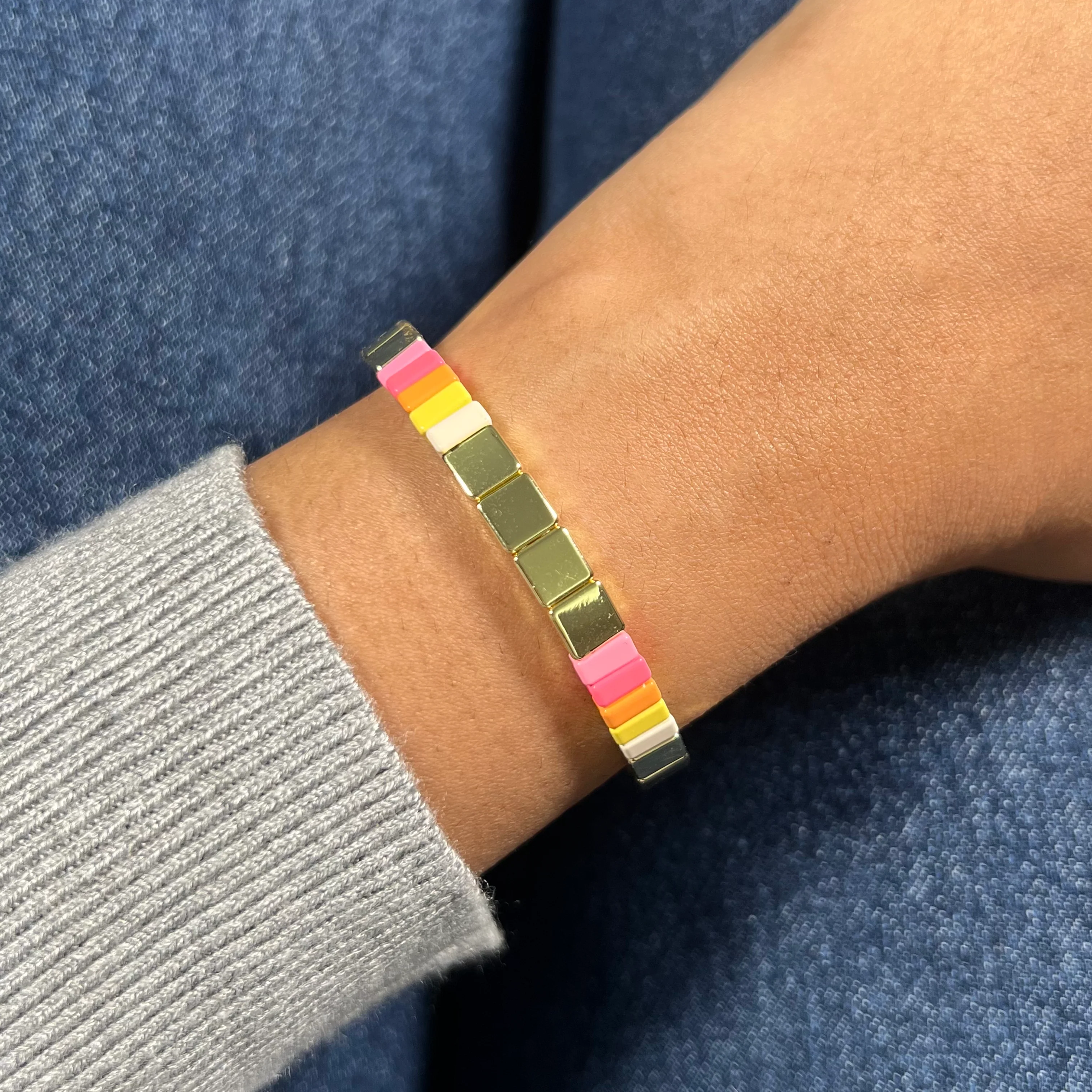 Luminous Enamel Bracelet | Pop Pink & Yellow - Image 2