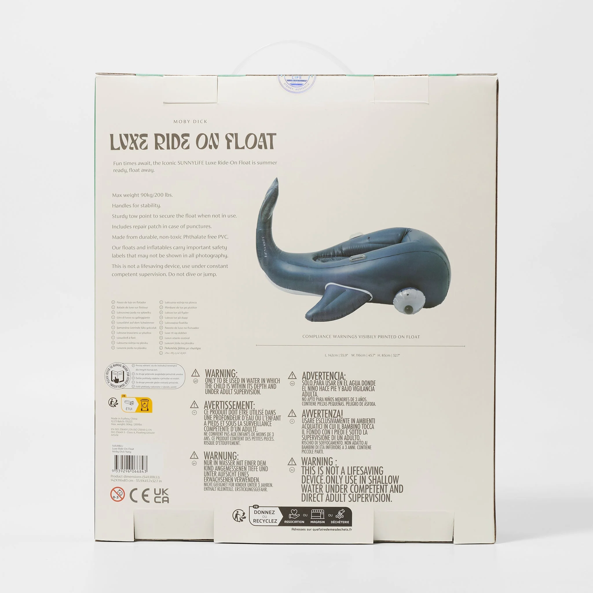 Luxe Ride-On Float Moby Dick Navy - Image 6