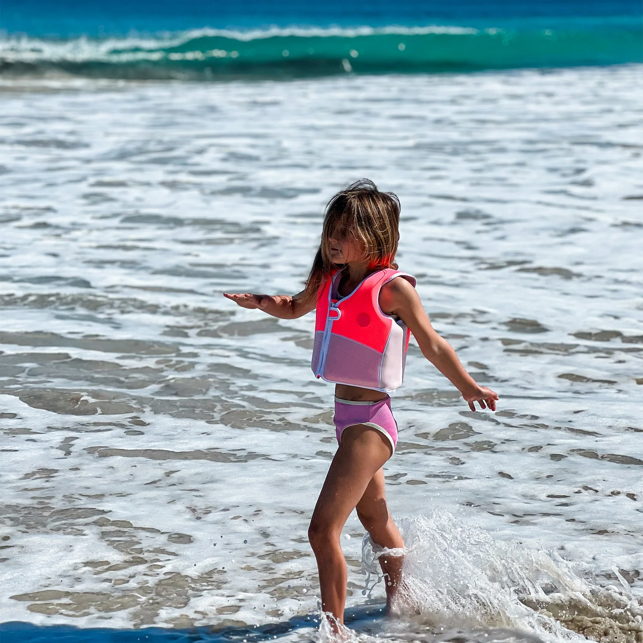 Melody the Mermaid Swim Vest 3-6 Neon Strawberry - Image 5
