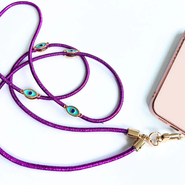 Metallic Crossbody Lanyard- Purple - Image 3