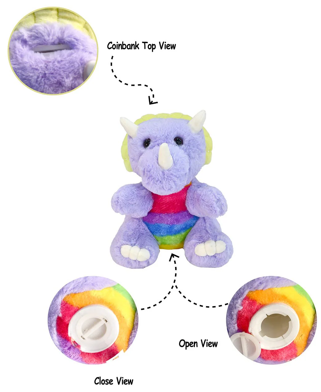 Mirada 25cm Coin Bank Dinosaur Soft Toy - Purple - Image 4
