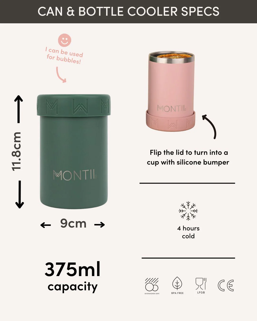 MontiiCo Insulated Can & Bottle Cooler - Coal - Image 5