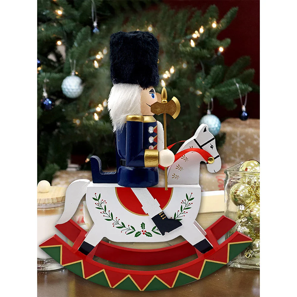 Navy wooden rocking horse Christmas Home and table décor - Image 2
