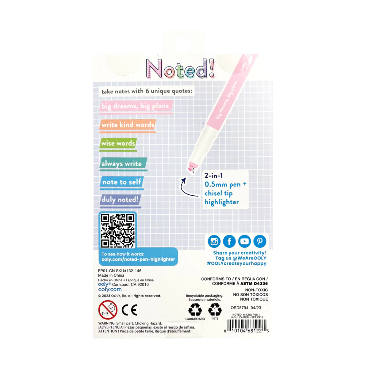 Noted! 2-in-1 Micro Fine Tip Pen And Highlighters - Set of 6 - Image 8