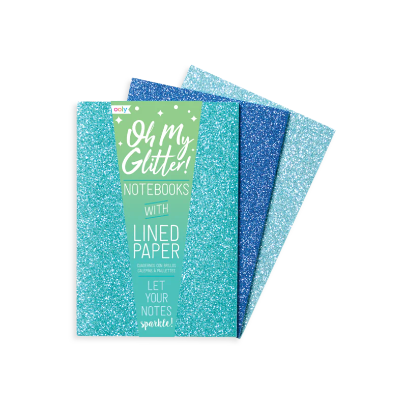 Oh My Glitter! Notebooks - Set of 3 - Aquamarine & Sapphire