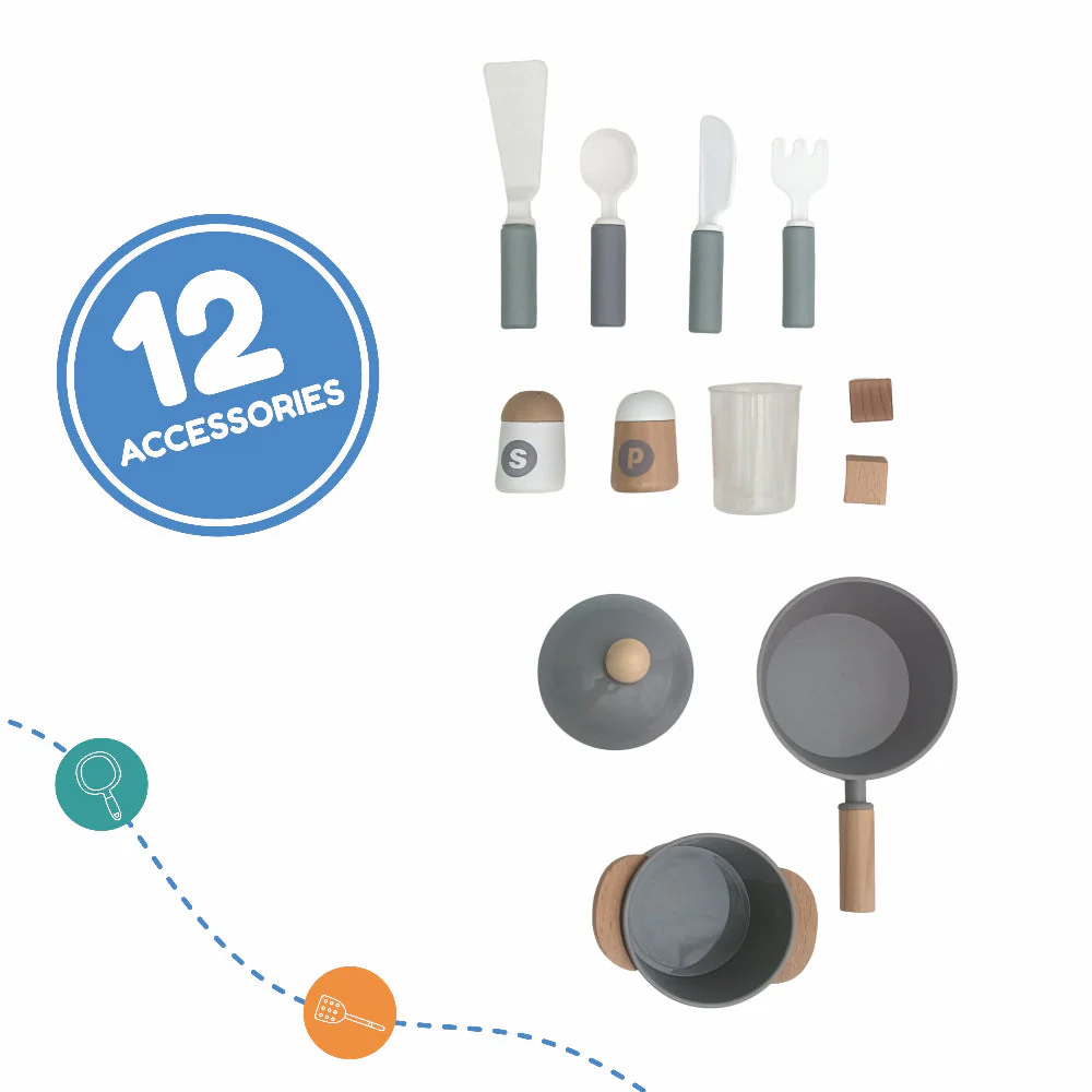 Open Ended Modern Kitchen Set -(12 Accessories included) - Image 2