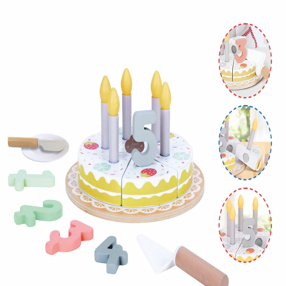 Open Ended Wooden Birthday Cake Set -21 Pieces - Image 4