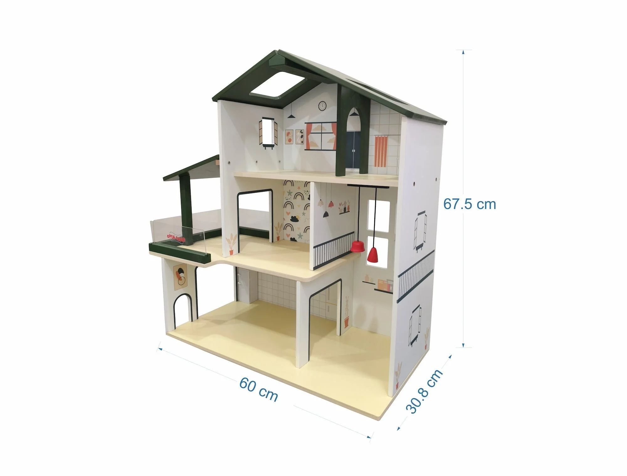 Open Ended Wooden Dollhouse - Modern Villa - Image 9