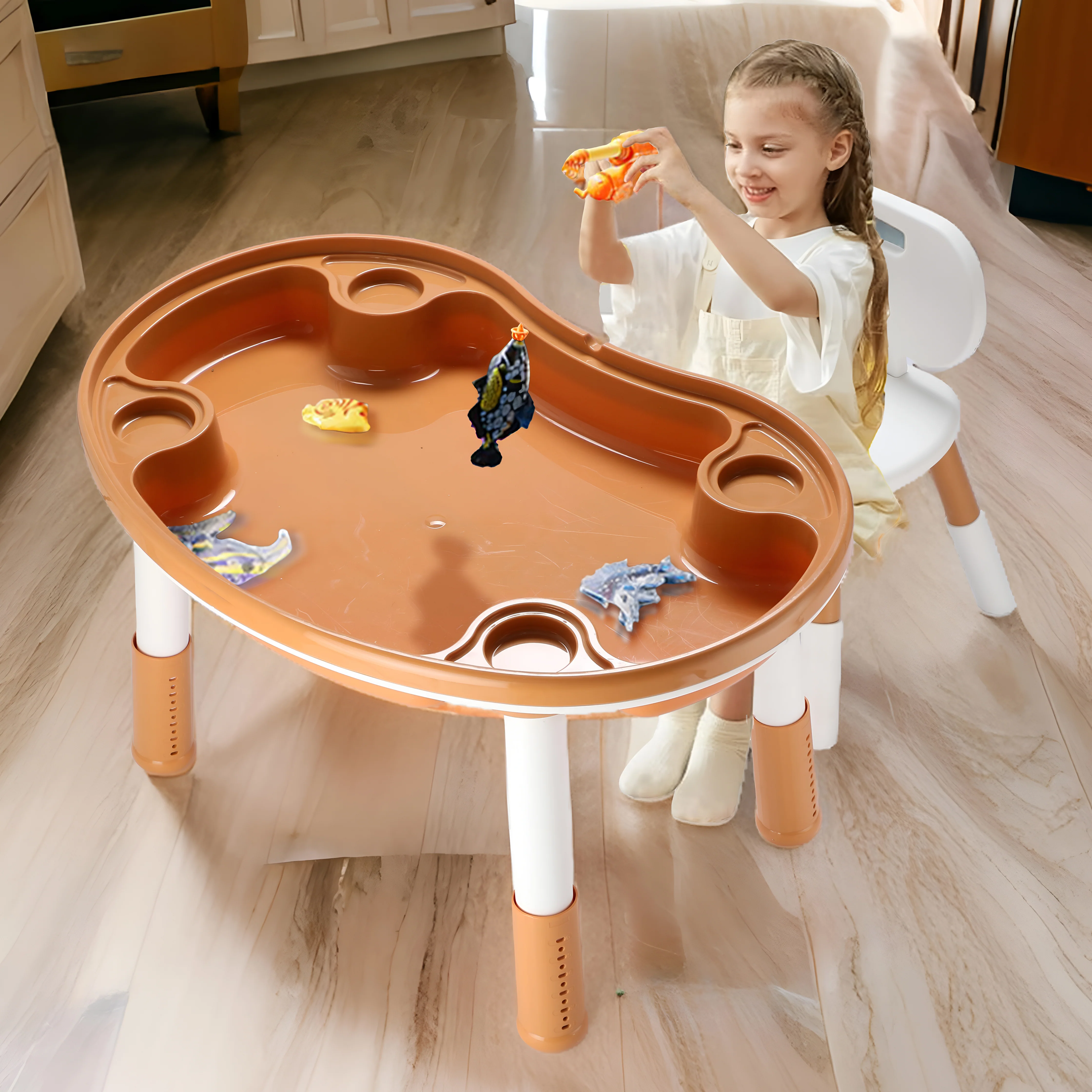 OPlus Blocks cum Sensory Table with chair - Brown color - Image 2