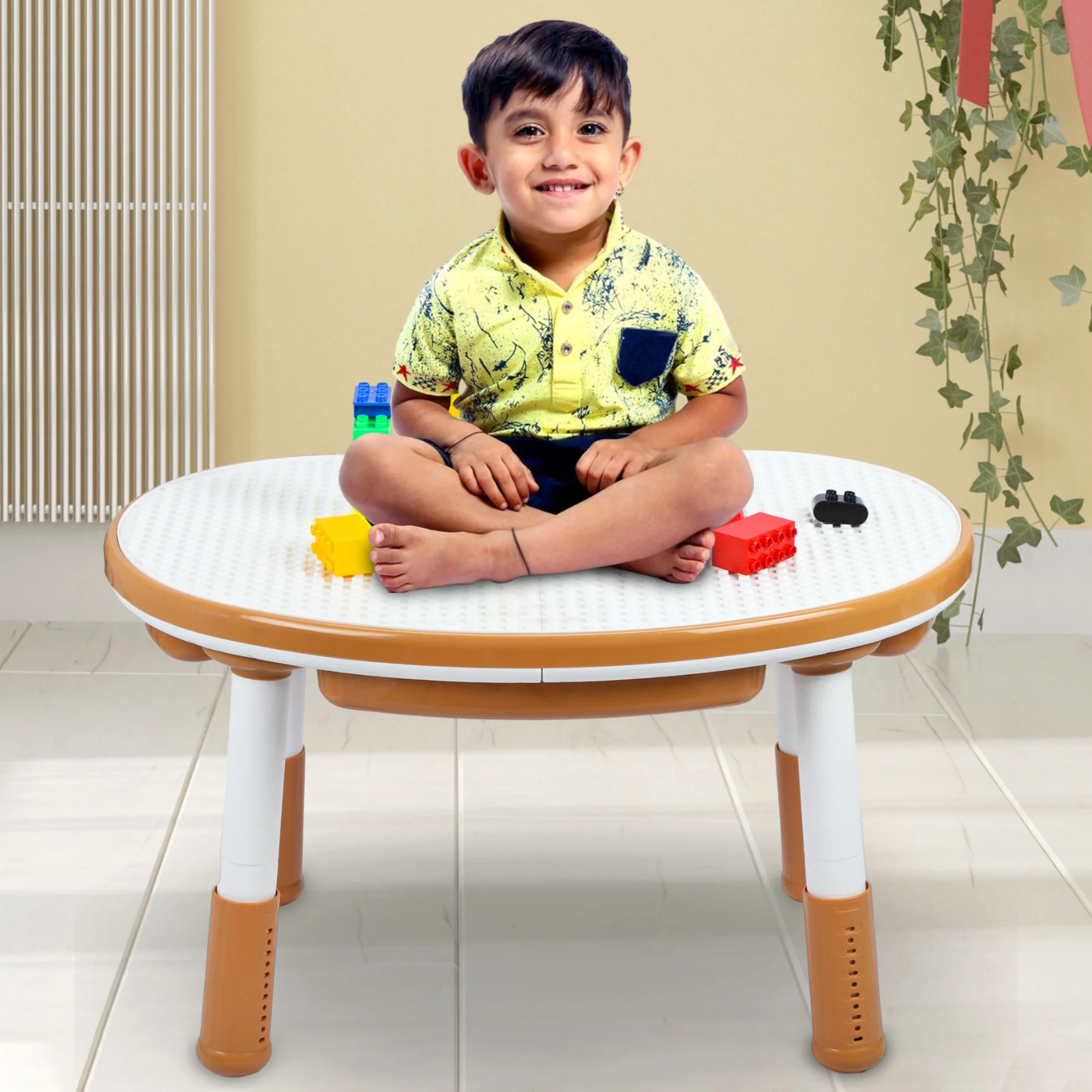 OPlus Blocks cum Sensory Table with chair - Brown color - Image 7