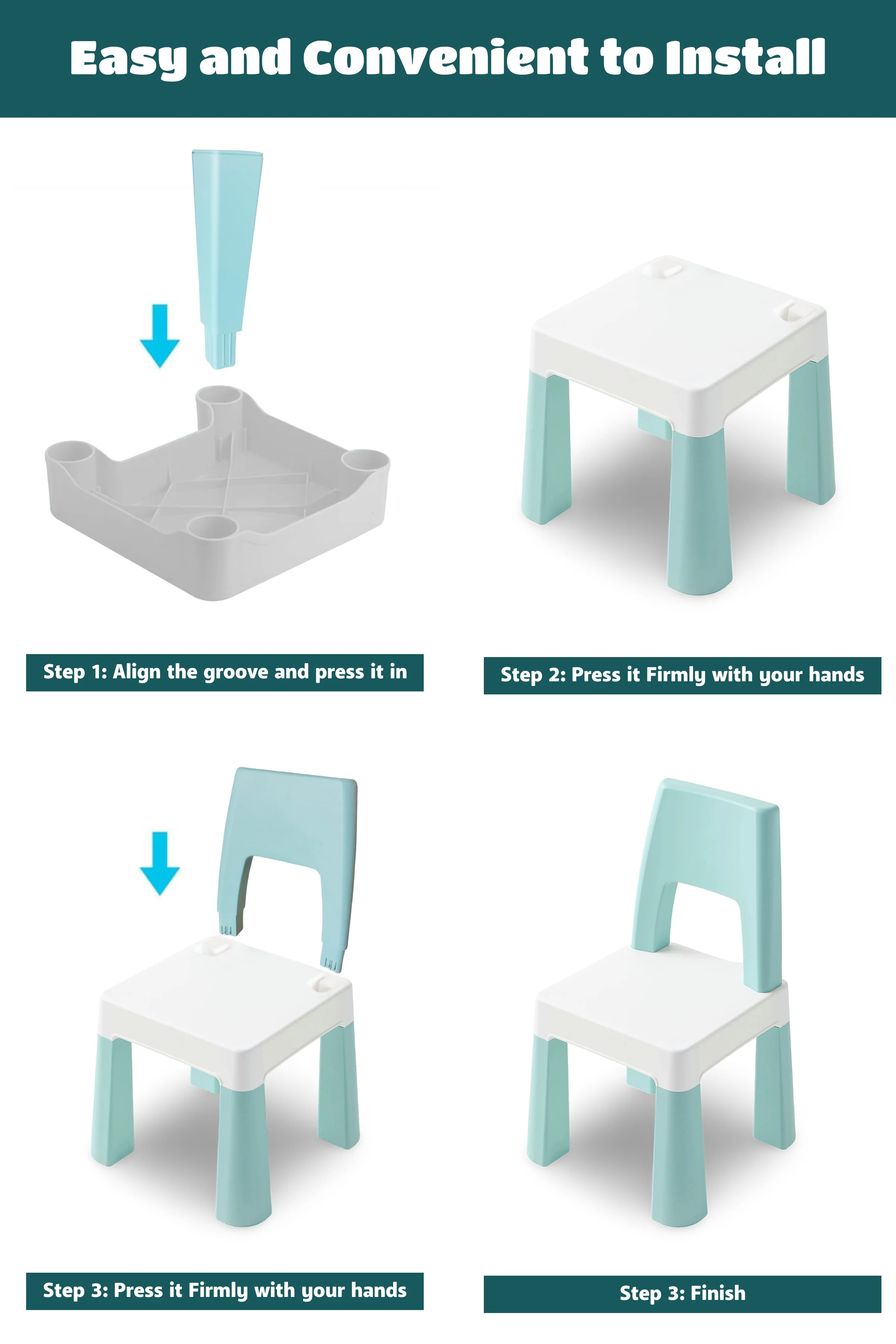 OPlus Learning Chair for Kids - Pastel Blue and white - Image 5