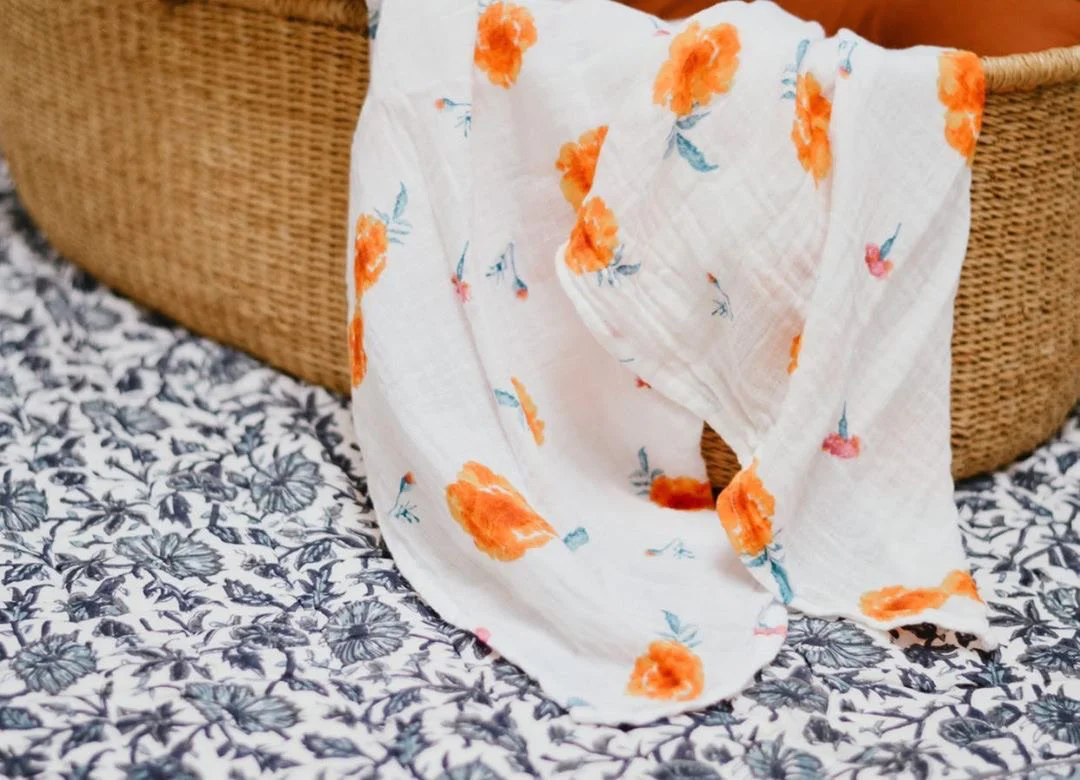 Organic Muslin Swaddle - Marigold - Image 3