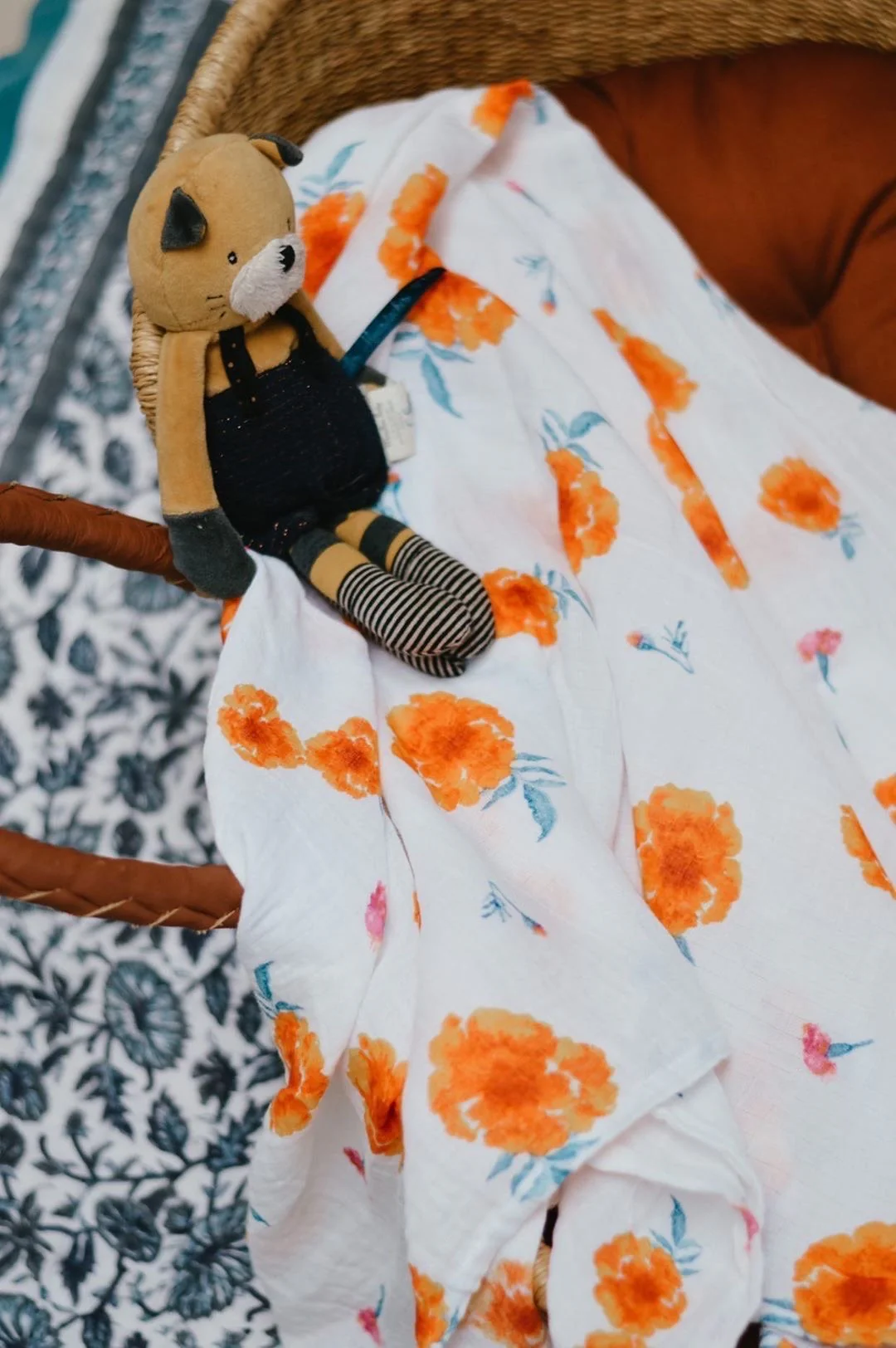 Organic Muslin Swaddle - Marigold - Image 4