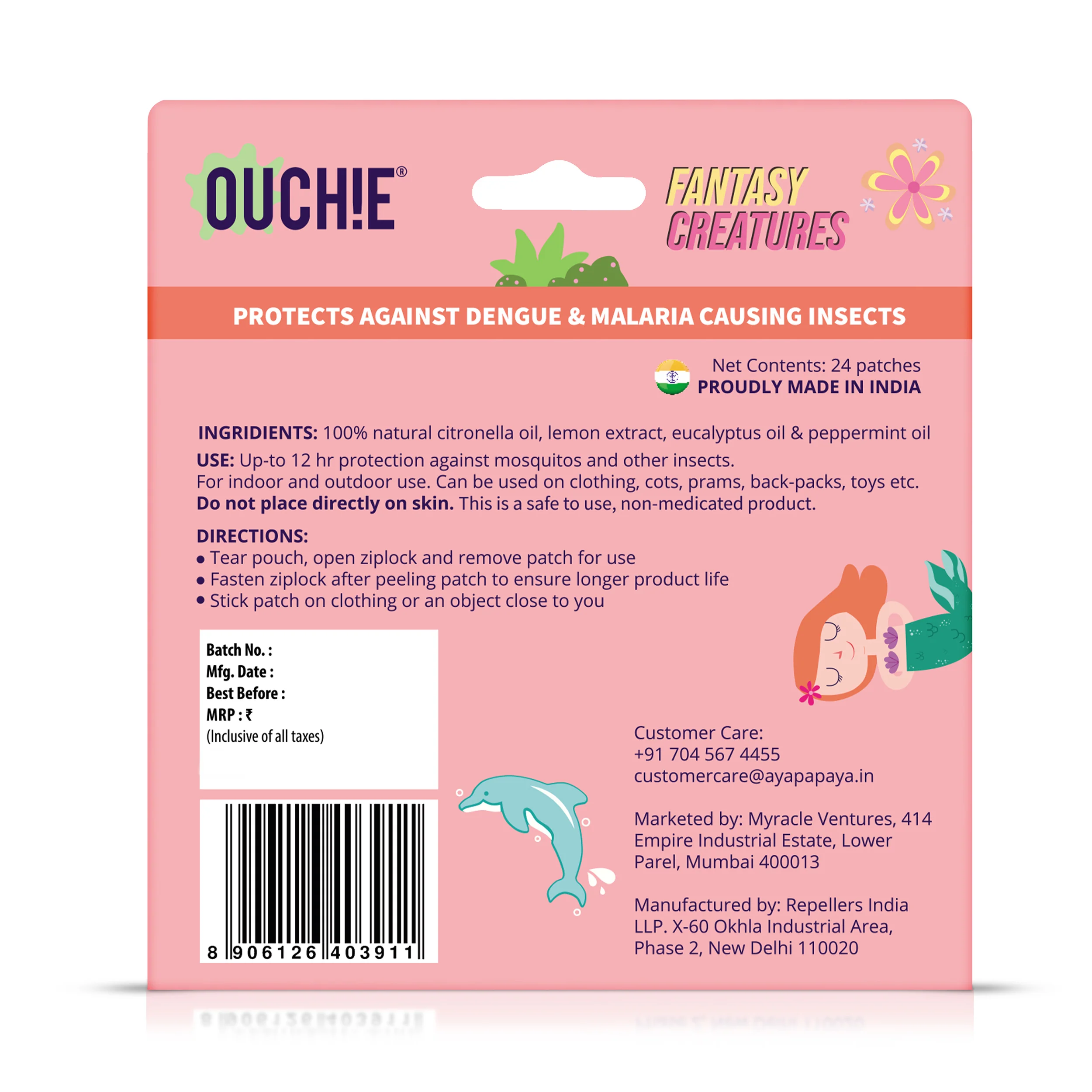 Ouchie Fantasy Creatures Print Mosquito Repellent Patches 100% Natural (24 Patches) - Image 2