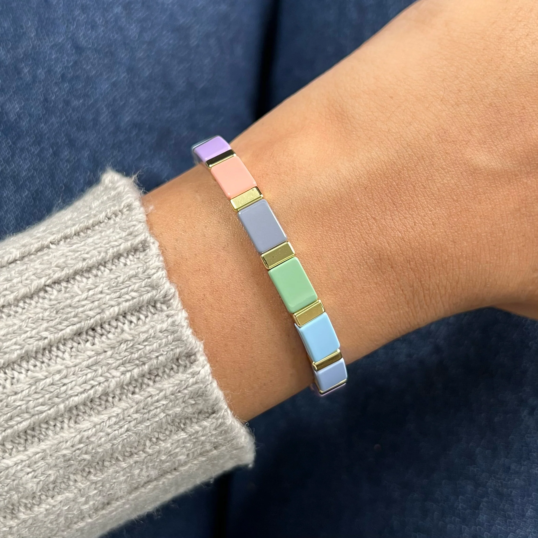 Party Enamel Bracelet | Pastel Olive - Image 2