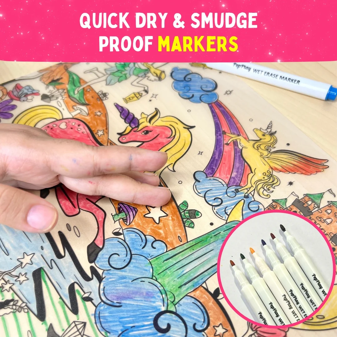 PEPPLAY RECOLOURABLES COLOUR & WIPE PLACEMATS - MAGICAL LAND - Image 7