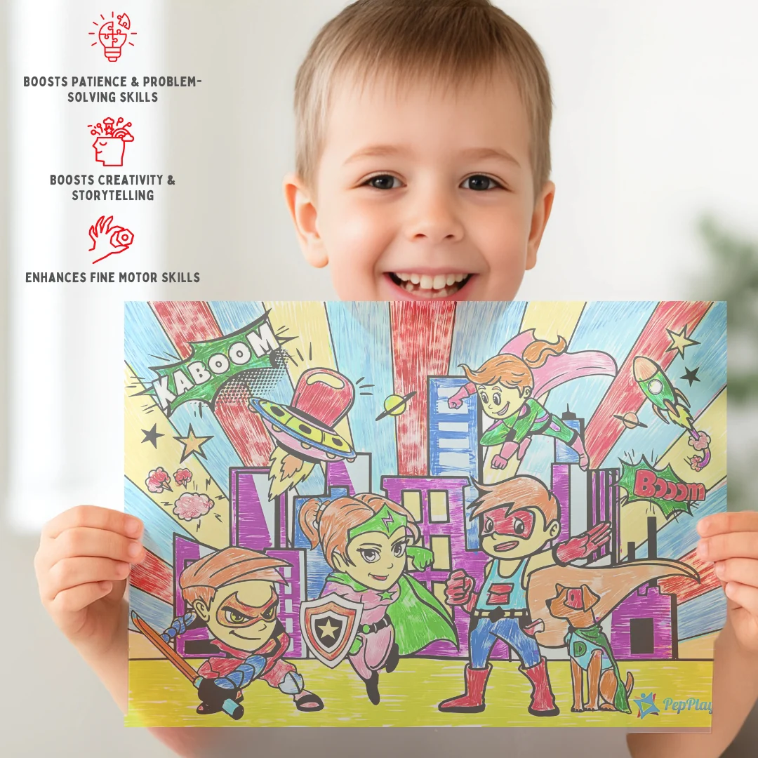 PEPPLAY RECOLOURABLES COLOUR & WIPE PLACEMATS - SUPER POWER - Image 4