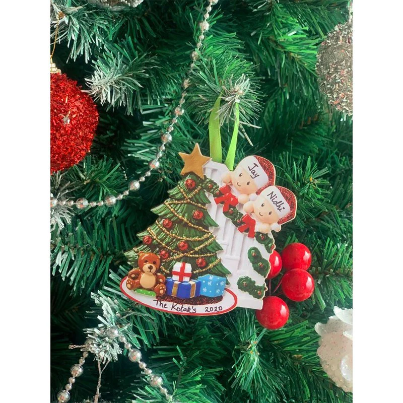 Personalized Wooden Family Tree Ornament (A couple) - Image 2