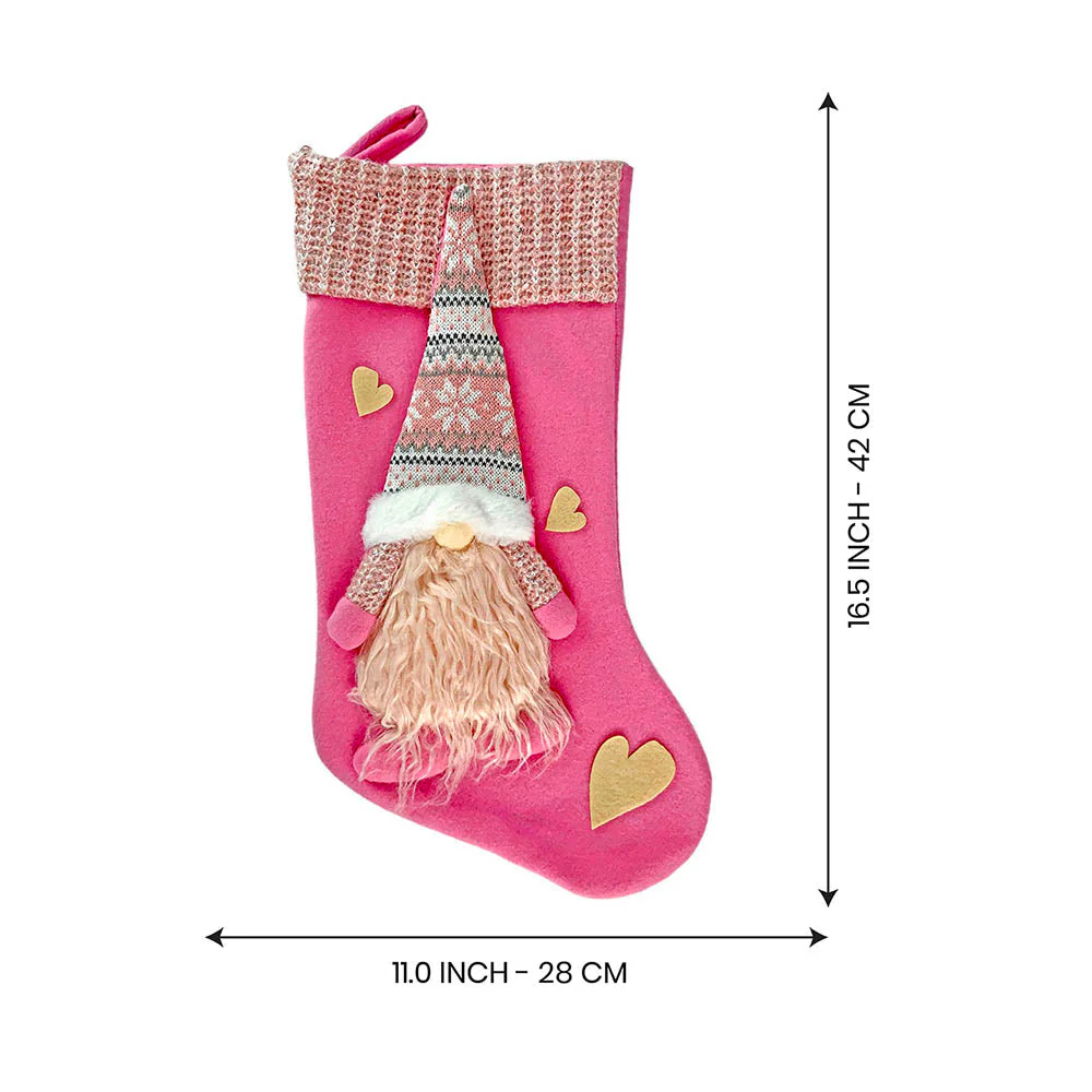 Pink Beard Gnome Christmas Stocking, 16 inches - Image 7