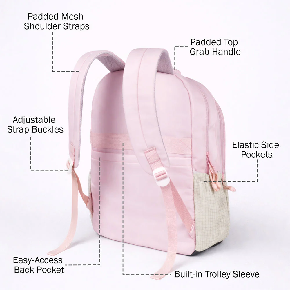 Pink & Grey Badge styled School Backpack for Kids & Teens - Image 5