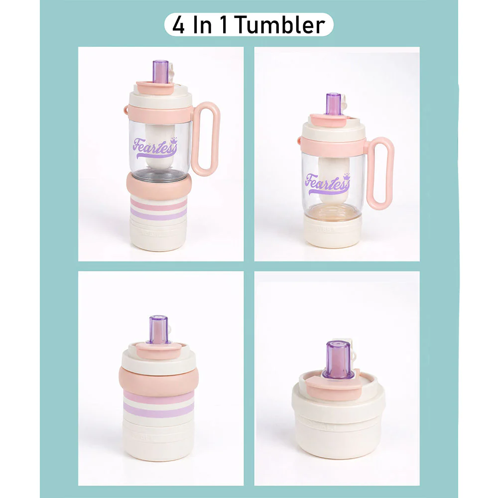 Pink White 4 in one Water Bottle , infuser & mini snack box for teens and Adults, 1000ml - Image 4