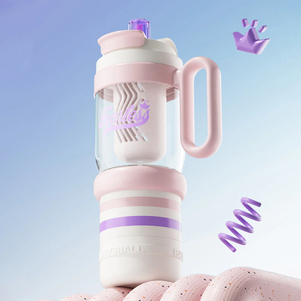 Pink White 4 in one Water Bottle , infuser & mini snack box for teens and Adults, 1000ml - Image 7
