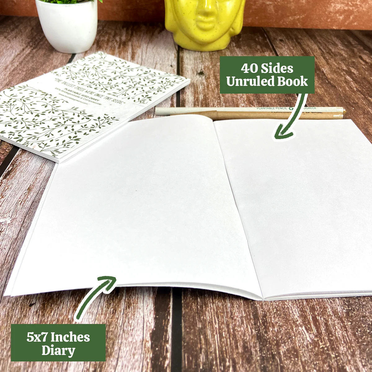 Plantable Stationery - Seed Diary, Seed Pens & Pencils in Jute Pouch - Image 3
