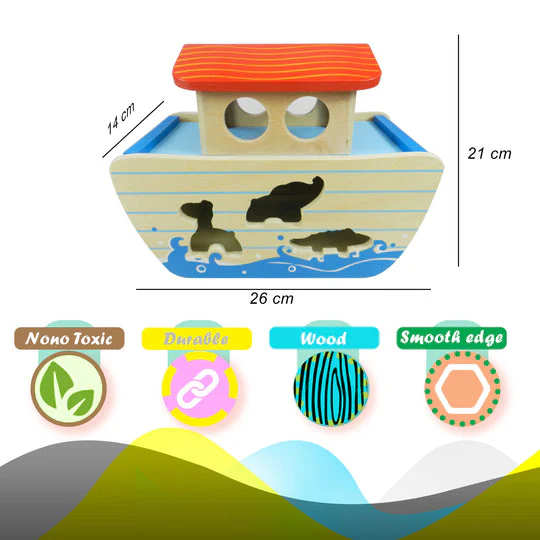 Playbox Wild Cruise Wooden Animal Ark Toy, Educational Animal Transport Ship, Noah's Ark Inspired Toy Set, Animal Adventure Wooden Toy, Imaginative Play Ark with Animals, Creative Animal Ship Playset - Image 2