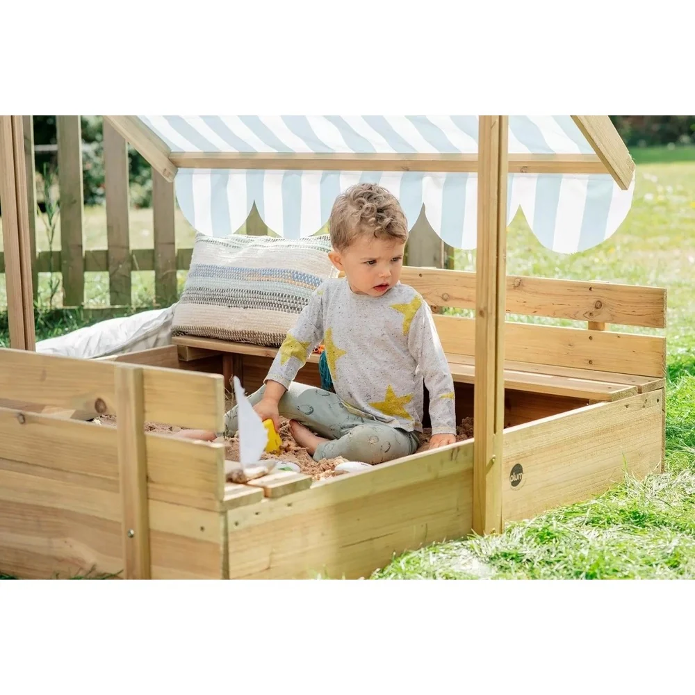 PLUM WOODEN SANDPIT WITH CANOPY - NATURAL - Image 11