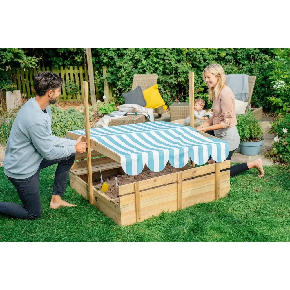 PLUM WOODEN SANDPIT WITH CANOPY - NATURAL - Image 2