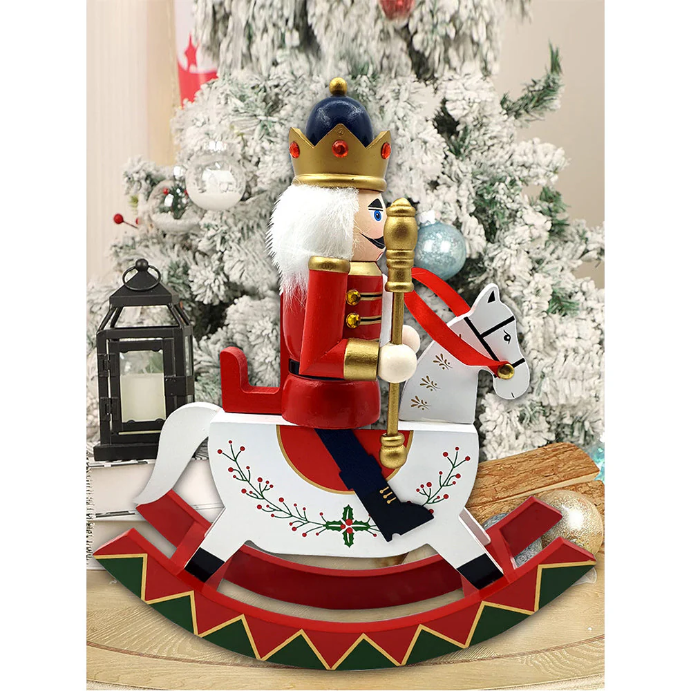 Red wooden rocking horse Christmas Home and table décor - Image 2