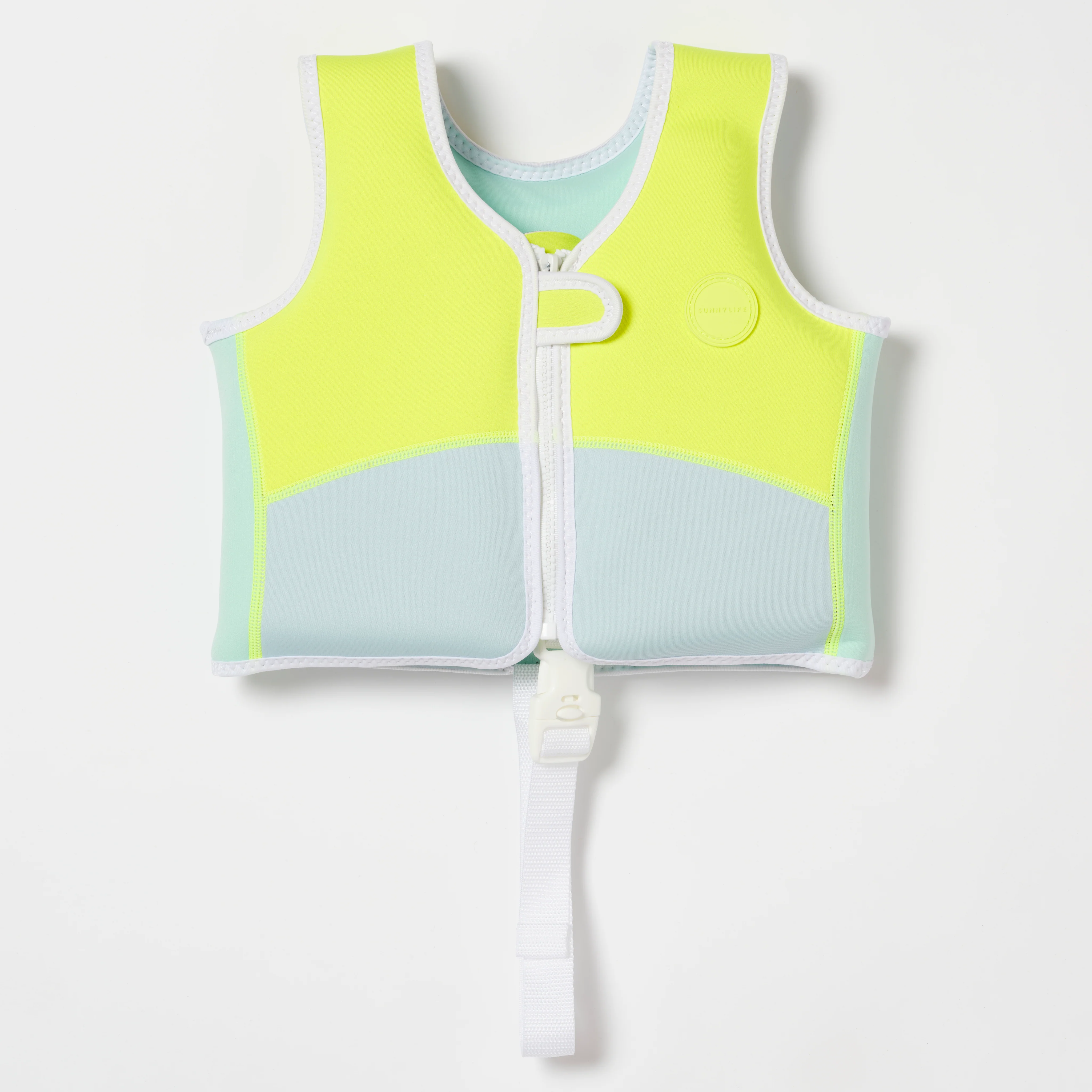 Salty the Shark Swim Vest 1-2 Aqua Neon Yellow - Image 2
